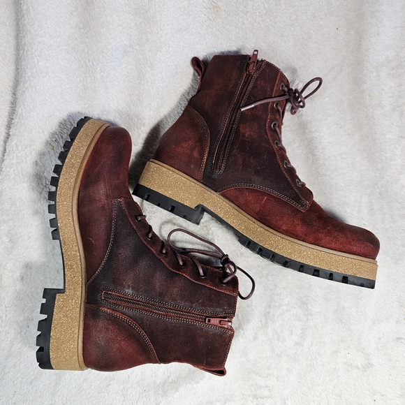 Taos Main Street Boot Leather Side Zip Combat Rugged Womens US 10 - Picture 12 of 15